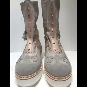St Germain beige & taupe 1 inch sole soft leather